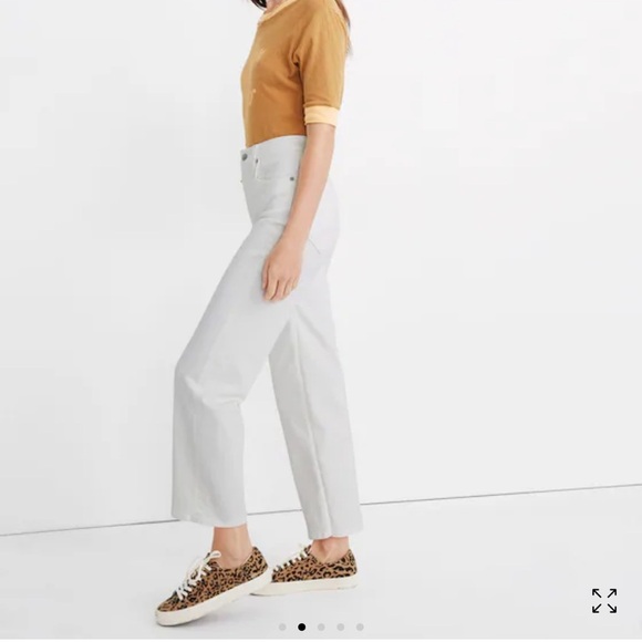 Madewell Cropped High-Rise Slim Wide-Leg Jeans in Tile White - COLOR: Tile White - Picture 5 of 12